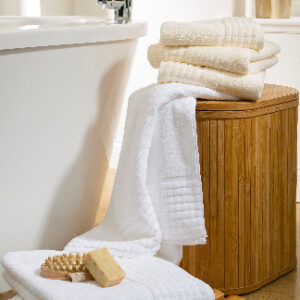 Sheared border towel lifestyle shot | Behrens Home Textiles, Bath Linen Supplier, Manchester, United Kingdom