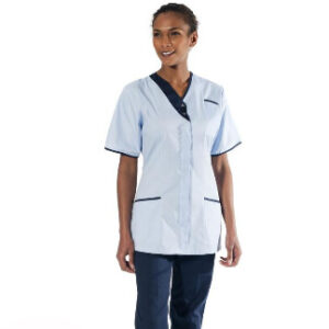 Asymmetric Healthcare Tunic, Sky Navy Trim | NHS Hospitals & Trusts, Behrens Healthcare, Supplier, Manchester, United Kingdom